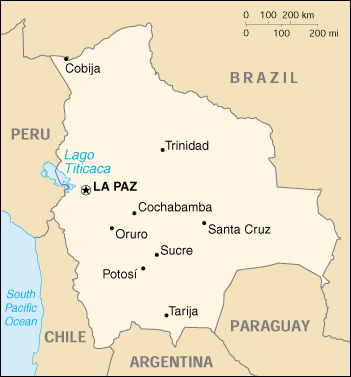The map of Bolivia